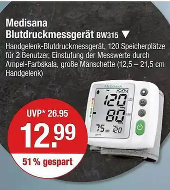 V Markt Medisana blutdruckmessgerät bw315 Angebot