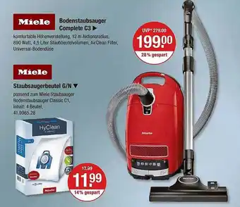 V Markt Miele bodenstaubsauger complete c3 oder staubsaugerbeutel g-n Angebot