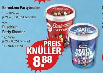 V Markt Berentzen partybecher oder puschkin party shooter Angebot