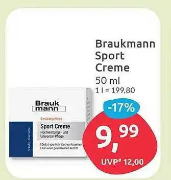 Budni Braukmann sport creme Angebot