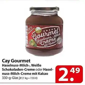 Famila Nord Ost Cay gourmet haselnuss-milch-, weiße schokoladen-creme oder haselnuss-milch-creme mit kakao Angebot