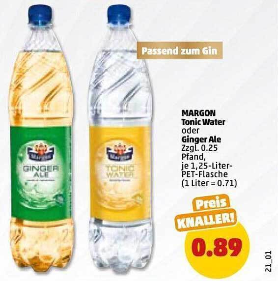Margon tonic water oder ginger ale Angebot bei PENNY