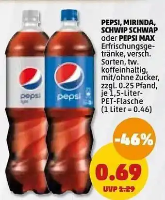 PENNY Pepsi, mirinda, schwip schwap oder pepsi max Angebot