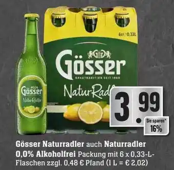 Scheck-in-Center Gösser naturradler auch 0.0% alkoholfrei Angebot