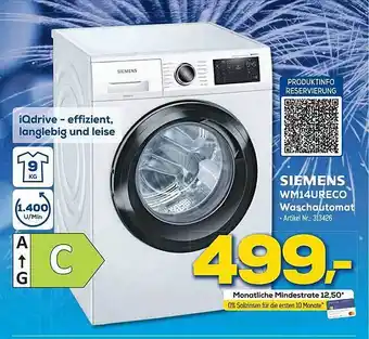 Euronics Berlet Siemens wm14ureco waschautomat Angebot