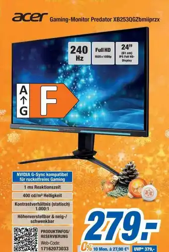 Expert Bening Acer gaming-monitor predator xz253qgzmiiprzx Angebot