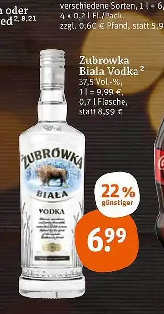 tegut Zubrowka biala vodka Angebot