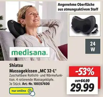 Lidl Medisana shiatsu massagekissen „mc 32-l“ Angebot