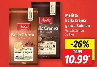 Lidl Melitta bella crema ganze bohnen Angebot
