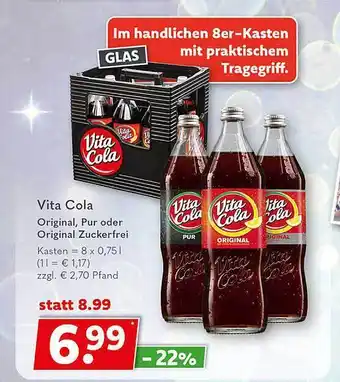 Getränkeland Vita cola original, pur oder original zuckerfrei Angebot