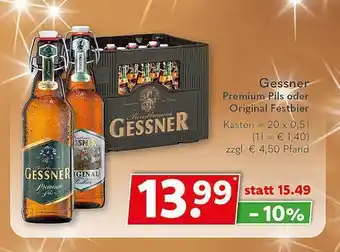 Getränkeland Gessner premium pils oder original festbier Angebot