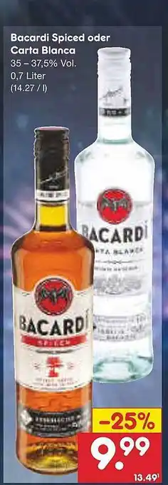 Netto Marken-Discount Bacardi spiced oder carta blanca Angebot