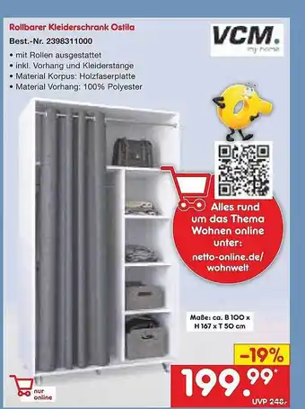 Netto Marken-Discount Vcm rollbarer kleiderschrank ostila Angebot