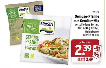 Wasgau Frosta gemüse-pfanne oder gemüse-mix Angebot