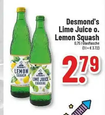 trinkgut Desmond's lime juice oder lemon squash Angebot