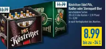 diska Köstritzer edel pils, radler oder sternquell bier Angebot