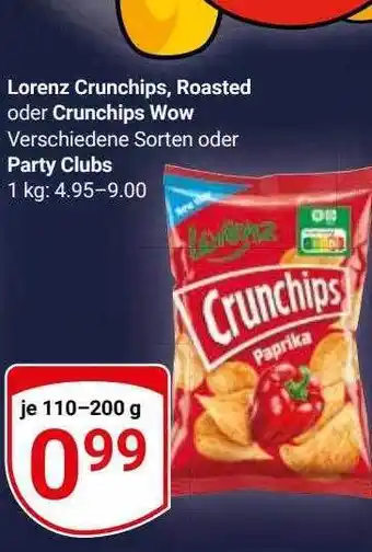 Globus Lorenz crunchips, roasted, crunchips wow oder party clubs Angebot