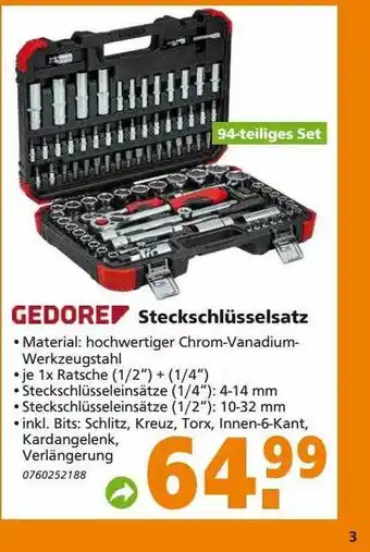 Globus Baumarkt Gedore steckschlüsselsatz Angebot