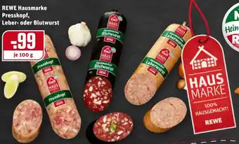 REWE Rewe Hausmarke Presskopf, Leber oder Blutwurst 100g Angebot