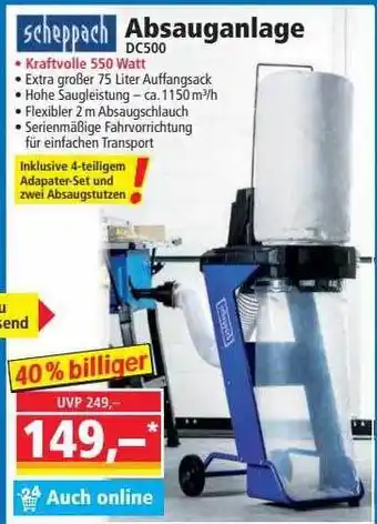 Norma Scheppach absauganlage dc500 Angebot