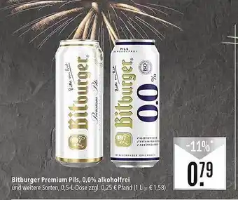 Marktkauf Bitburger premium pils, 0.0% alkoholfrei Angebot