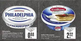 Marktkauf Philadelphia frischkäsezubereitung oder brotaufstrich oder galbani mascarpone Angebot