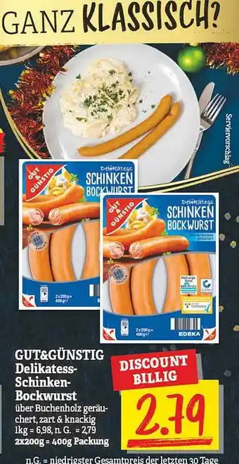 NP Discount Gut & günstig delikatess-schinken-bockwurst Angebot