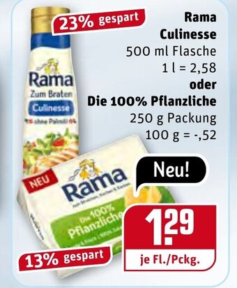 REWE Rama Culinesse 500 ml oder Die 100% Pflanzliche Angebot