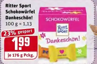 REWE Ritter sport Schokowürfel Dankeschön! 176g Angebot