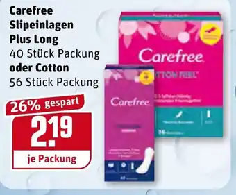 REWE Carefree Slipeinlagen Plus Long oder Cotton Angebot