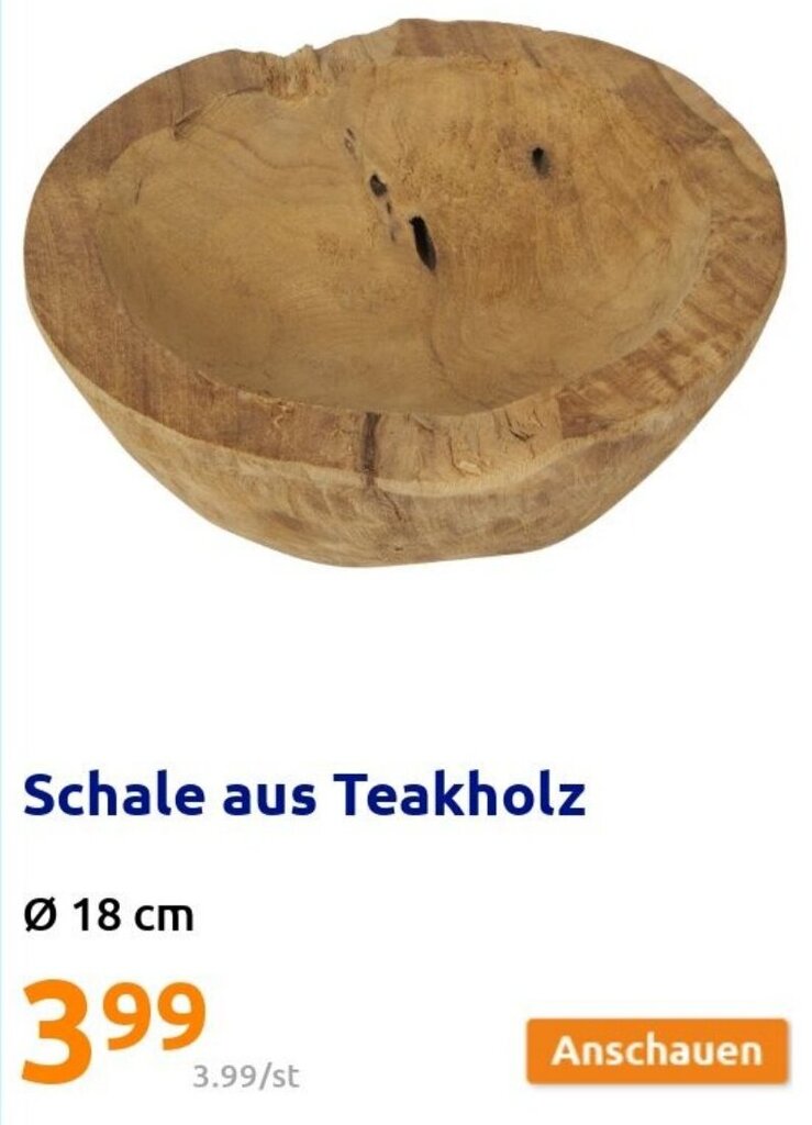 Schale aus Teakholz ø 18 cm Angebot bei Action