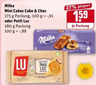 REWE Milka Mini Cakes Cake & Choc 175g oder Petit Luc 180g Angebot
