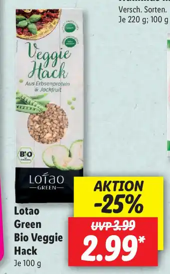 Lidl Lotao Green Bio Veggie Hack 100g Angebot