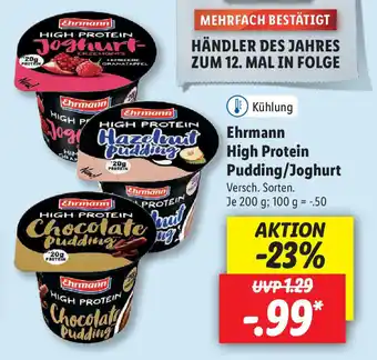 Lidl Ehrmann High Protein Pudding oder Joghurt 200 g Angebot