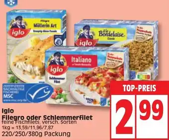 Edeka Iglo Filegro oder Schlemmerfilet 220/250/380 g Packung Angebot