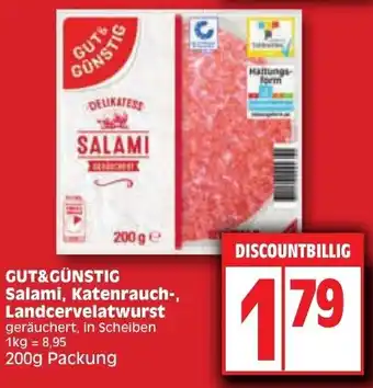 Edeka Gut & Günstig Salami, Katenrauch, Landcervelatwurst 200g Packung Angebot