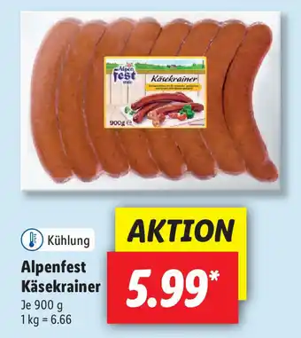 Lidl Alpenfest Käsekrainer 900g Angebot