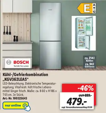 Lidl Bosch Kühl Gefrierkombination KGV362LEAS Angebot