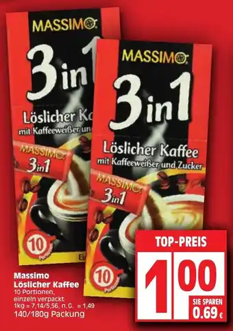 Edeka Massimo Löslicher Kaffee 140/180g Packung Angebot