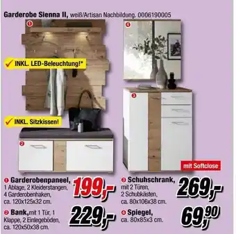 Opti Wohnwelt Garderobenpaneel, bank, schuhschrank, spiegel Angebot
