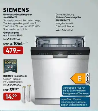 Galeria Siemens unterbau-geschirrspüler sn43hs41te Angebot