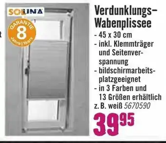 Hornbach Verdunklungs Wabenplissee Angebot