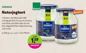 Biomarkt Söbbeke Naturjoghurt 500g Angebot