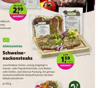 Biomarkt Königshofer Schweinenackensteaks 100g Angebot