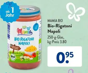 Aldi Süd Mamia Bio Bio-Rigatoni Napoli 250 g Glas Angebot