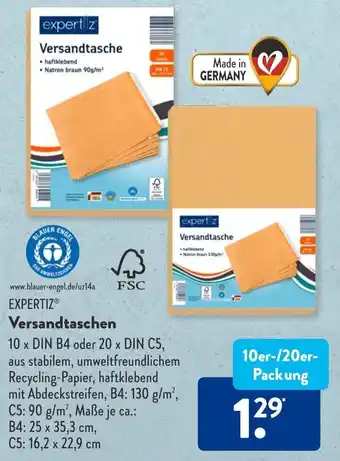 Aldi Süd Expertiz Versandtaschen 10er/20er Packung Angebot