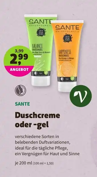 Biomarkt Sante Duschcreme oder gel 200ml Angebot