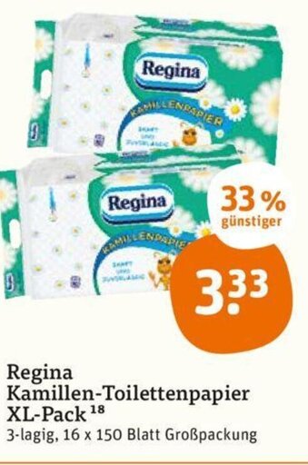 tegut Regina Kamillen Toilettenpapier XL pack Angebot