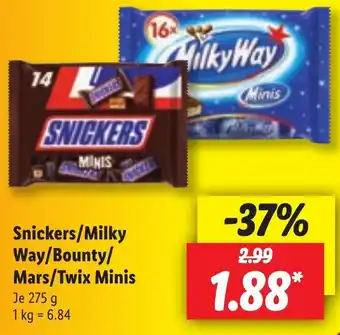 Lidl Snickers/Milky Way/Bounty/Mars/Twix Minis 275 g Angebot