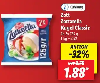 Lidl Zott Zottarella Kugel Classic 2x125 g Angebot